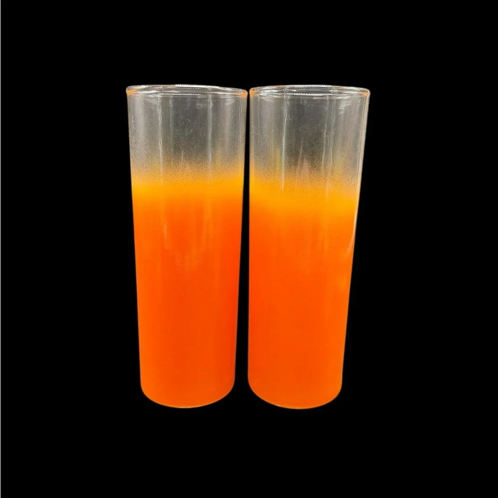 Blendo Highball Glasses Set of 4 Orange Yellow Vintage Mid Century Modern MCM